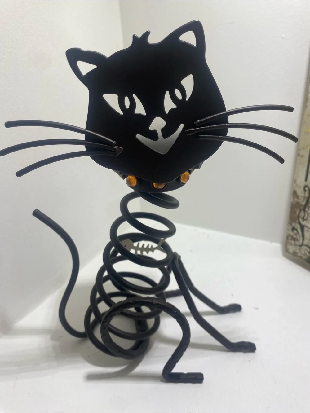 Black Matte Metal Cat Shaped Candle Holder for Mini Candle, Animal Theme